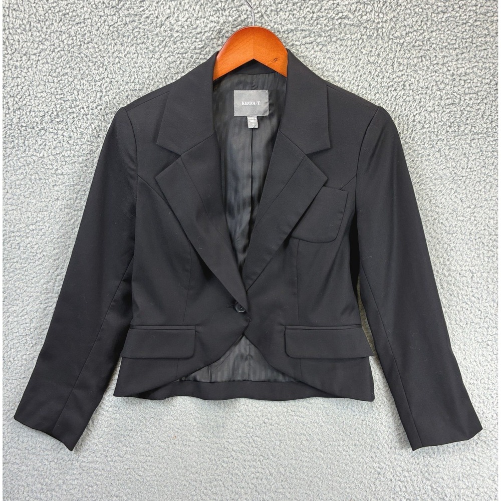 Kenna-T Wool Blend Tailored Blazer Jacket Womens S Black Office Business Casual